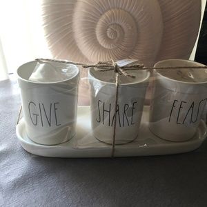 NWT Rae Dunn 3 Piece Holiday Tray Utensil Holder